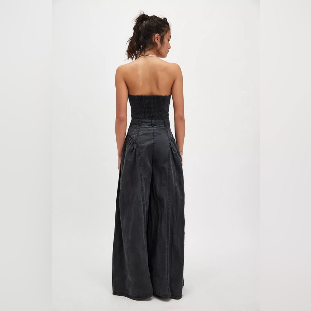 Free People Charcoal Soleil Wide-Leg One-Piece - Picture 3 of 4